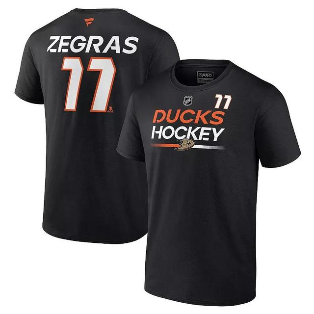 Mens Fanatics Branded Trevor Zegras Black Anaheim Ducks Authentic Pro Prime Name & Number T-Shirt Product Image