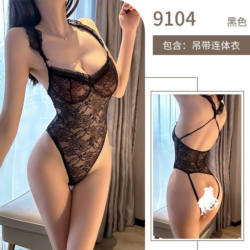 Floral Open Back Mesh Teddy Product Image