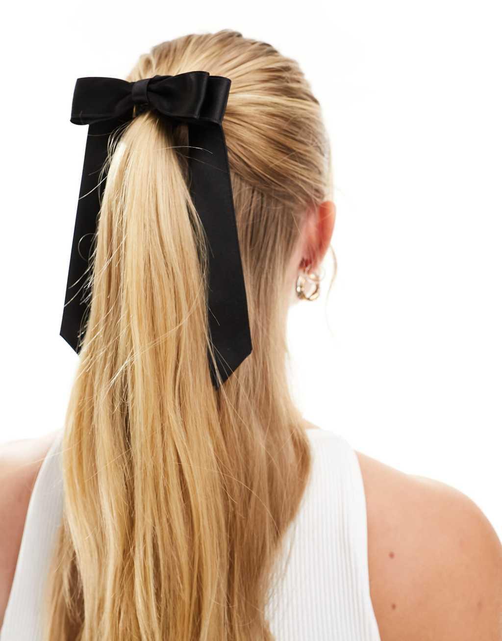 ASOS DESIGN hairband with bow detail in black Product Image