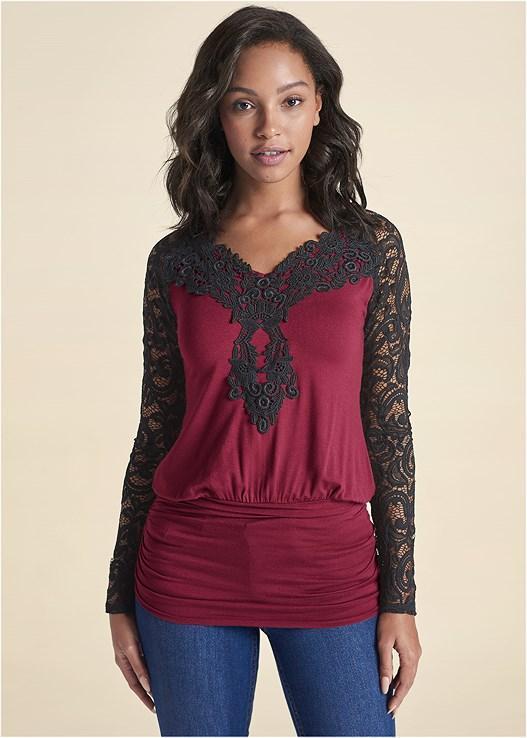 Lace Detail Ruched Top Product Image