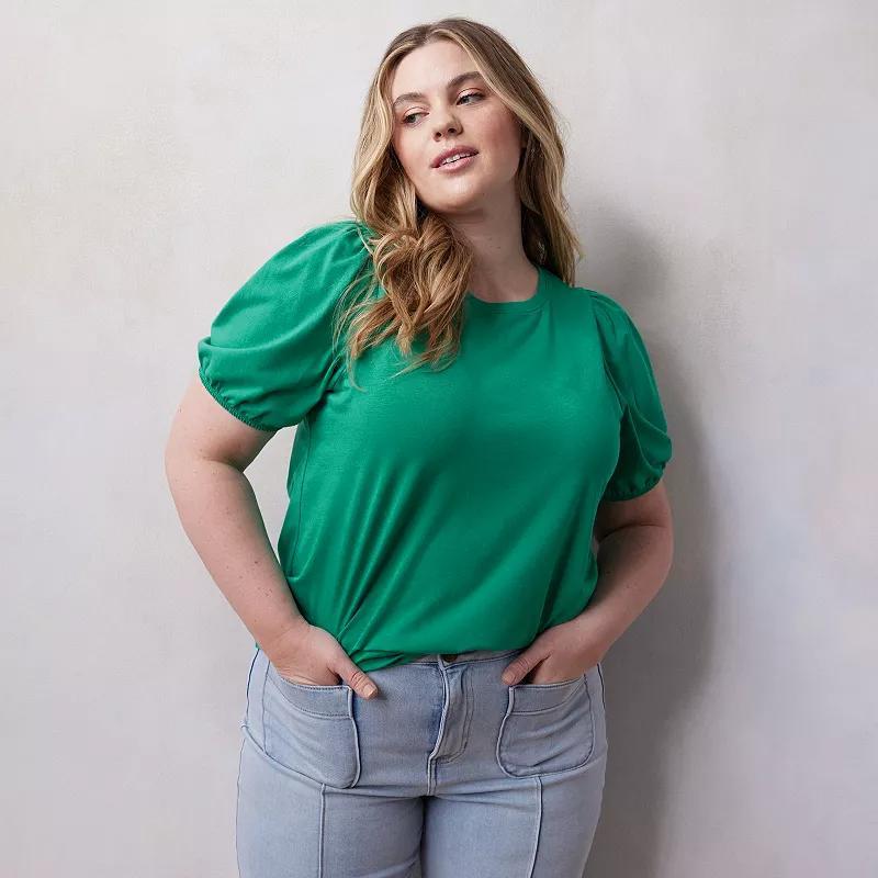 Plus Size LC Lauren Conrad Puff Sleeve T-Shirt, Womens Green Sachet product image