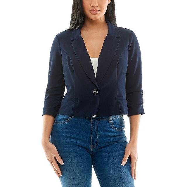 Womens Nina Leonard Button Cropped Blazer Product Image