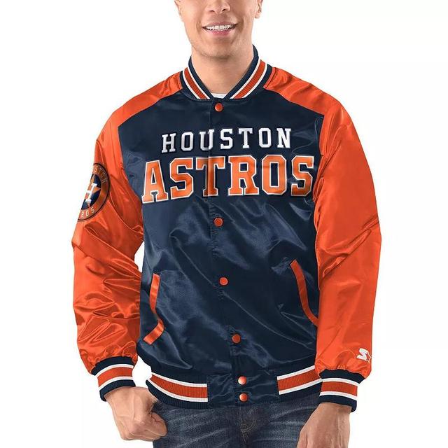 Mens Starter /Orange Houston Astros Varsity Satin Full-Snap Jacket Blue Product Image