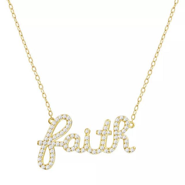 Main and Sterling Gold Over Silver Cubic Zirconia Faith Necklace, Womens Gold Tone Product Image