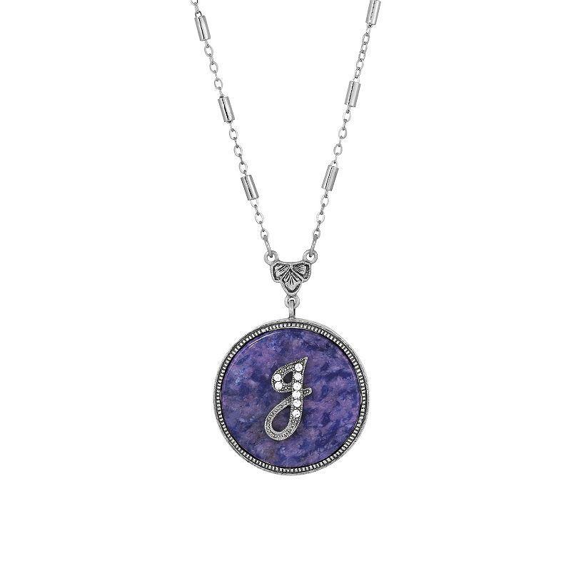 1928 Silver Tone Round Initial Pendant Necklace, Womens Product Image