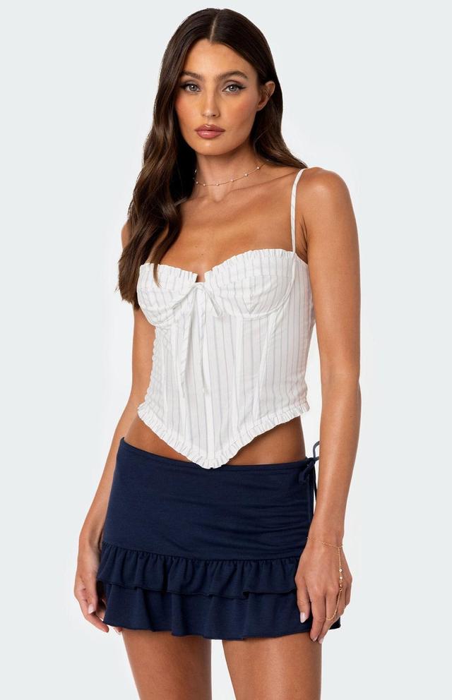 Edikted Women's Greca Striped Poplin Corset in White/Blue - Product Image