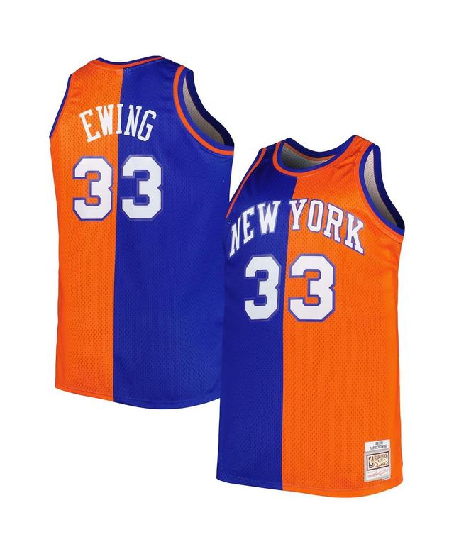 Mens Mitchell & Ness Patrick Ewing /Orange New York Knicks Big & Tall Hardwood Classics 1991/92 Split Swingman Jersey Product Image