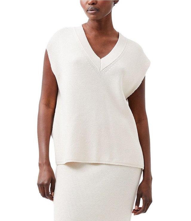 French Connection Nariko Ribbed Knit V Neck Sleeveless Vest Top Product Image