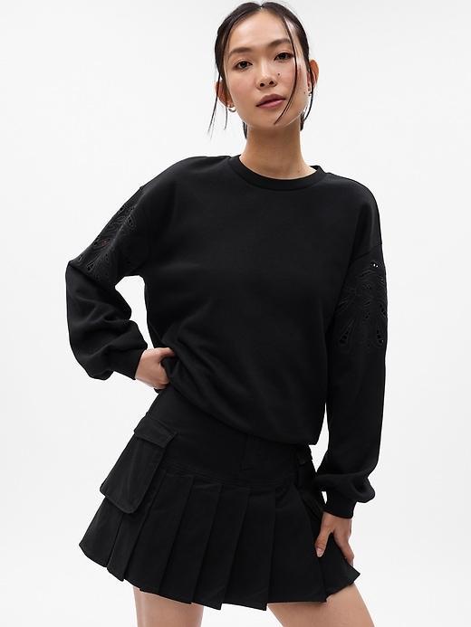 Vintage Soft Eyelet Sleeve Sweatshirt Product Image