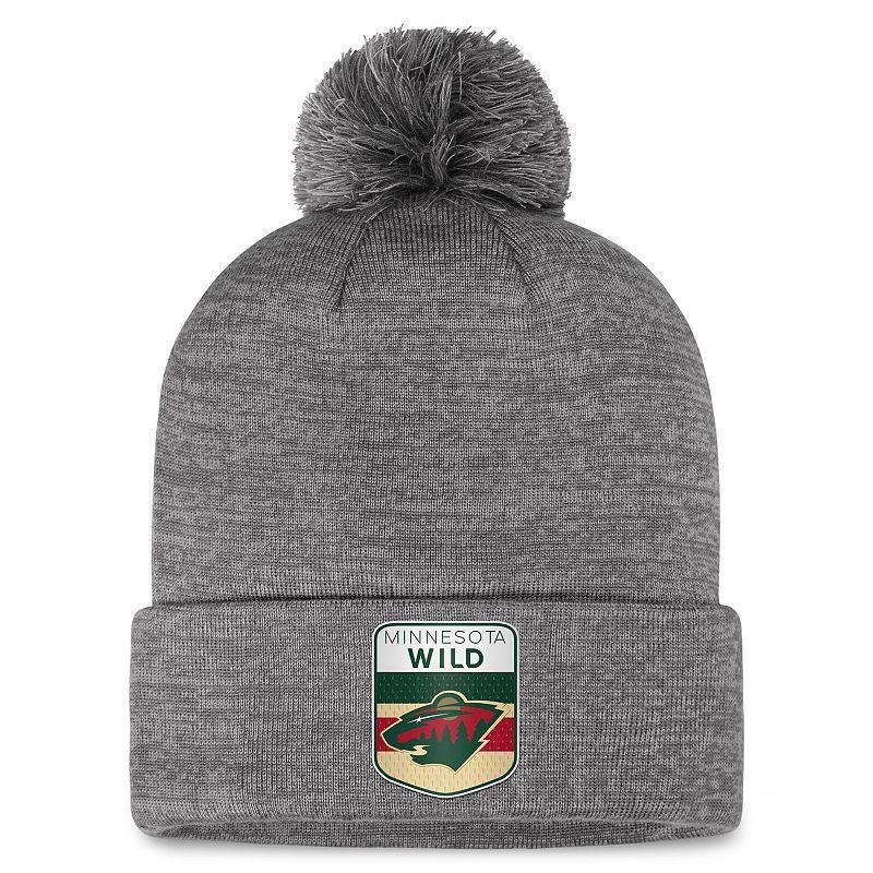 Mens Fanatics Branded  Gray Minnesota Wild Authentic Pro Home Ice Cuffed Knit Hat with Pom Product Image