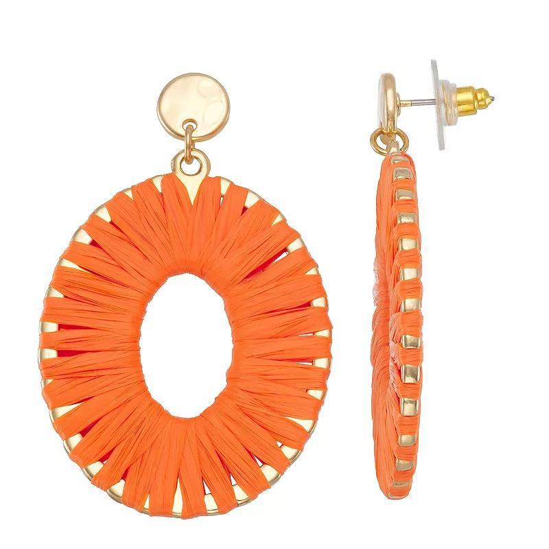 Sonoma Goods For Life Raffia Wrap Hoop Earrings, Womens, Orange Product Image