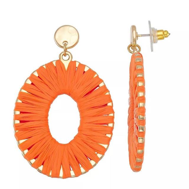 Sonoma Goods For Life Raffia Wrap Hoop Earrings, Womens, Orange Product Image