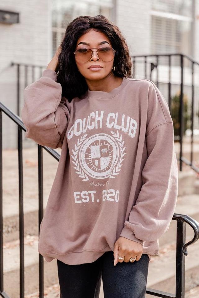 Couch Club Mocha Oversized Graphic Sweatshirt Product Image