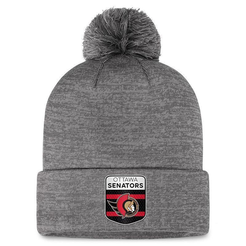 Mens Fanatics Branded  Gray Ottawa Senators Authentic Pro Home Ice Cuffed Knit Hat with Pom Product Image