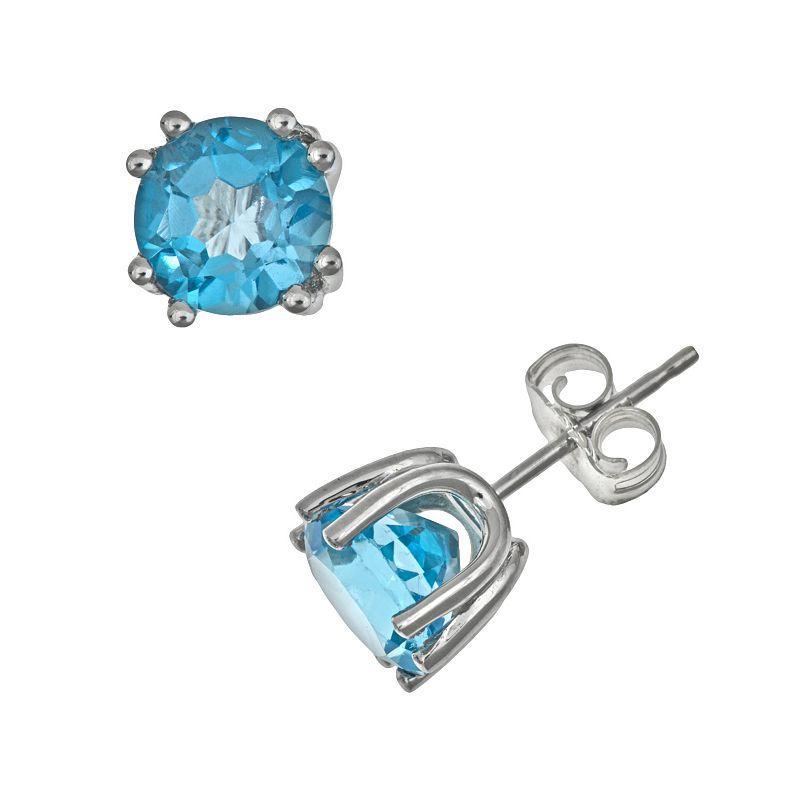 Celebration Gems Sterling Silver Swiss Blue Topaz Stud Earrings, Womens Product Image