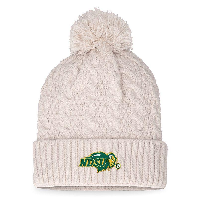 Womens Top of the World Cream Ndsu Bison Pearl Cuffed Knit Hat with Pom Product Image