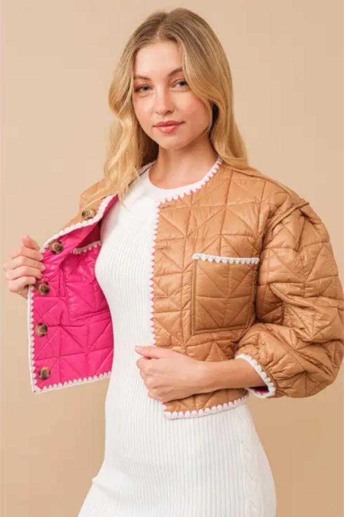 Lightweight Quilted Puff Crop Jacket Product Image