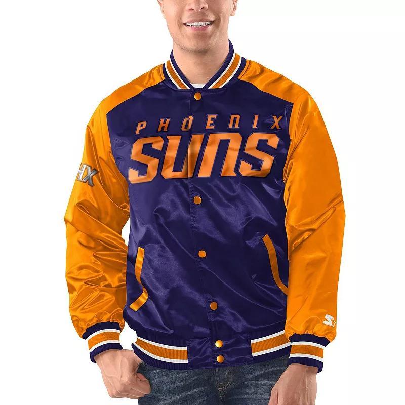 Mens Starter Purple/Orange Phoenix Suns Renegade Satin Full-Snap Varsity Jacket Product Image