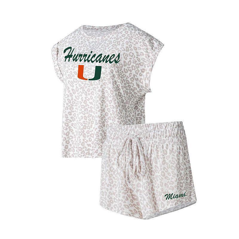 Womens Concepts Sport Cream Miami Hurricanes Montana T-shirt and Shorts Sleep Set Product Image