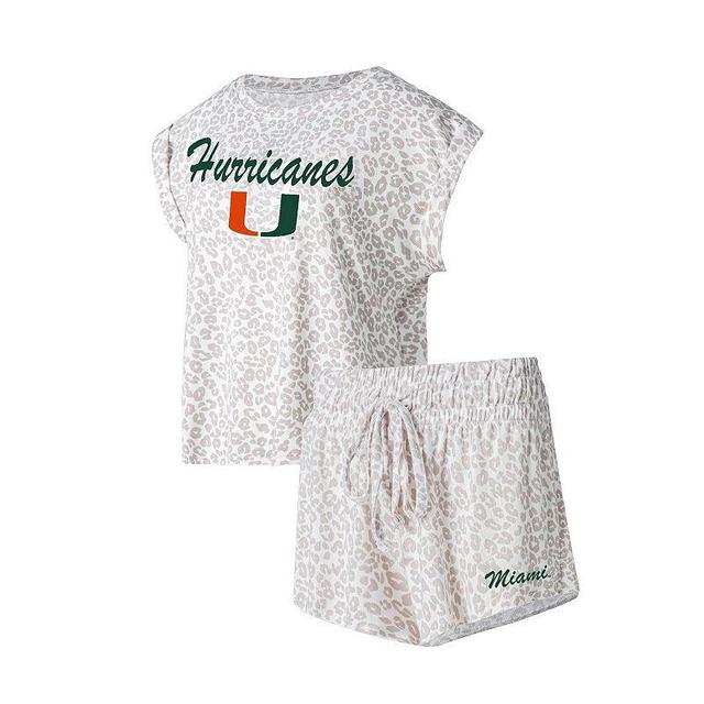 Womens Concepts Sport Cream Miami Hurricanes Montana T-Shirt & Shorts Sleep Set Product Image