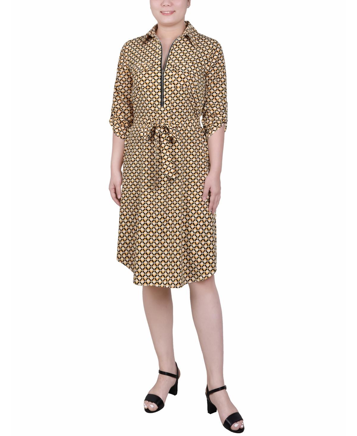 Ny Collection Petite 3/4 Roll Tab Zip Front Shirtdress product image