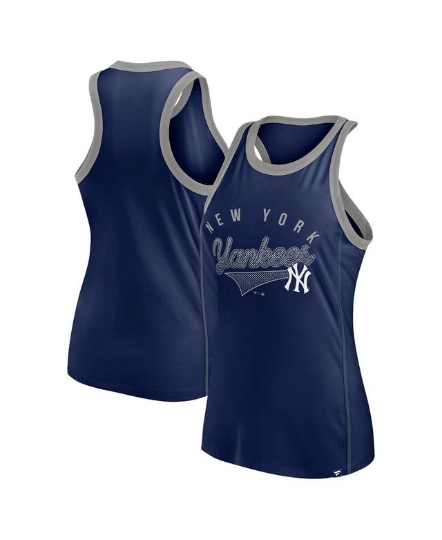 Fanatics Womens Navy New York Yankees Tailsweep Fashion Racerback Rhinestone Tank Top - Navy Product Image