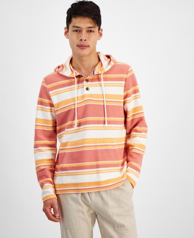 Sun + Stone Mens Farley Striped Button-Placket Long Sleeve Hoodie, Created for Macys Product Image