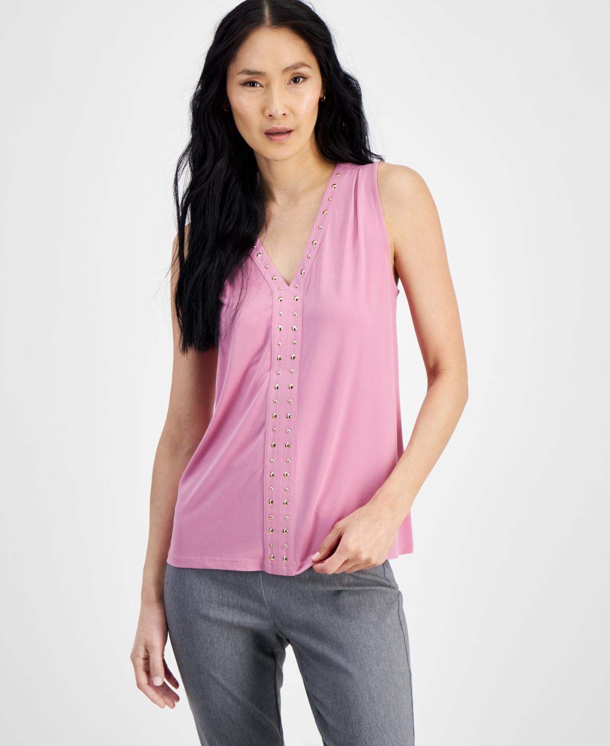 I.n.c. International Concepts Womens V-Neck Stud-Trim Tank Top, Created for Macys Product Image