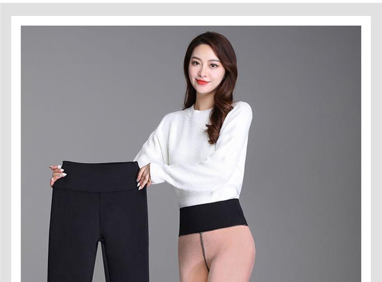 High Waist Plain Fleece-Lined Yoga Leggings Product Image