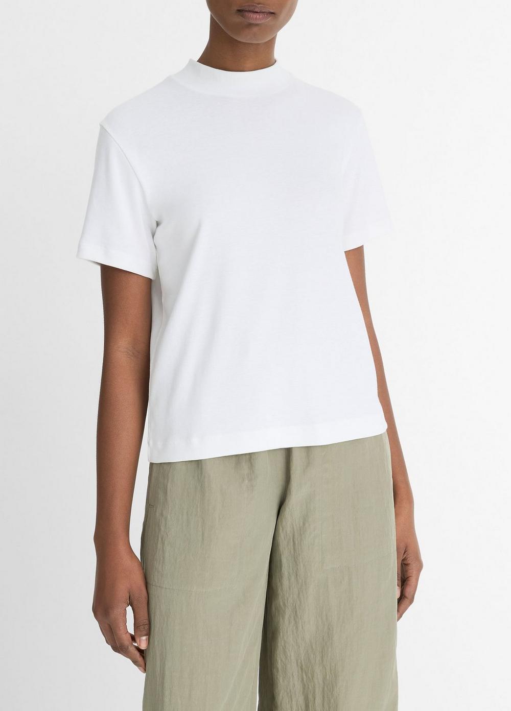 Pima Cotton Mock-Neck T-Shirt Product Image