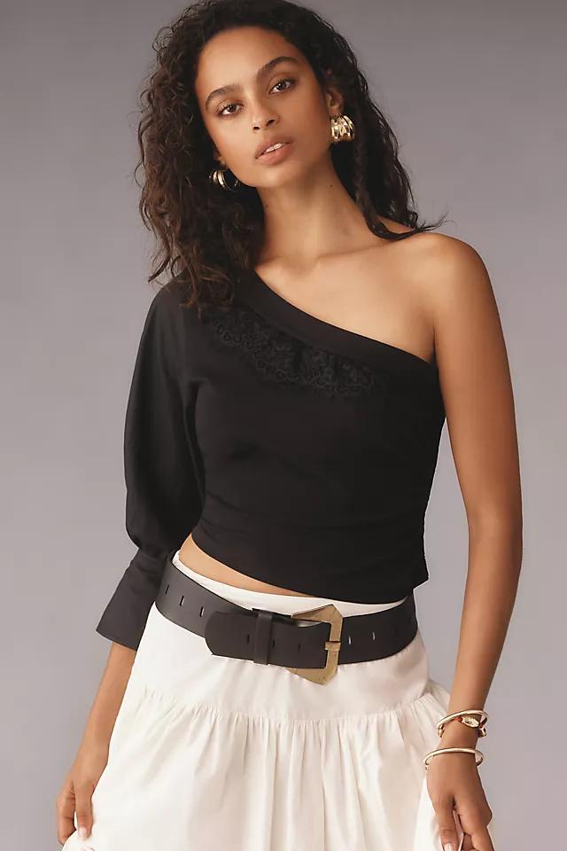 By Anthropologie One-Shoulder Puff-Sleeve Top Product Image