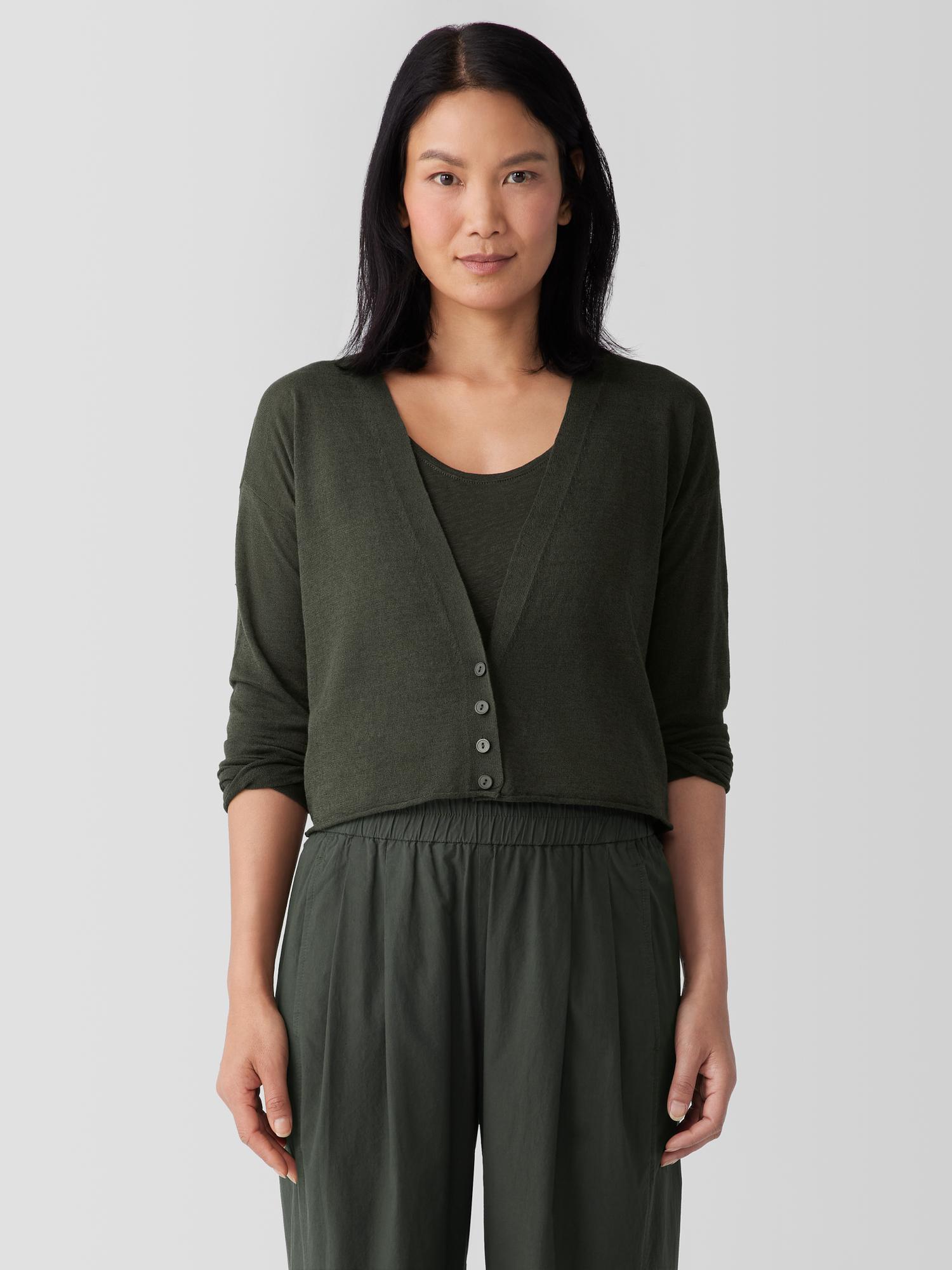 EILEEN FISHER Organic Linen Cotton Cropped Cardiganfemale Product Image