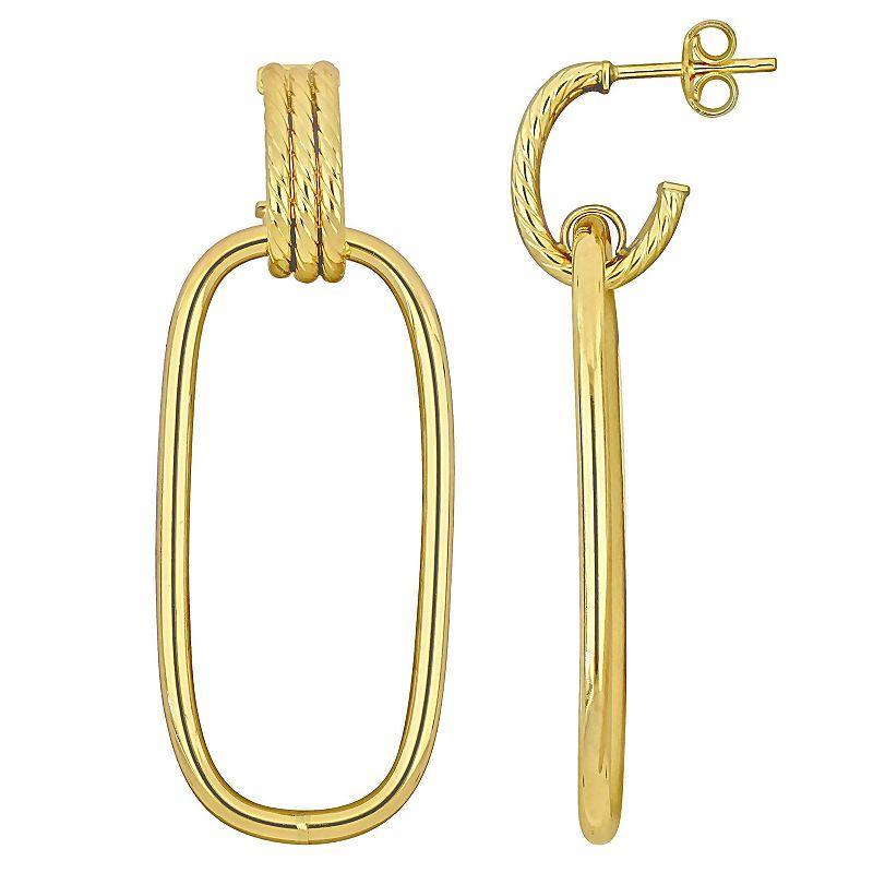 Stella Grace 10k Gold Open Huggie Hoop & Open Rectangular Drop Earrings, Womens, Yellow Product Image