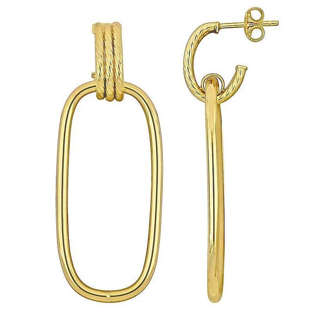 Stella Grace 10k Gold Open Huggie Hoop & Open Rectangular Drop Earrings, Womens, Yellow Product Image