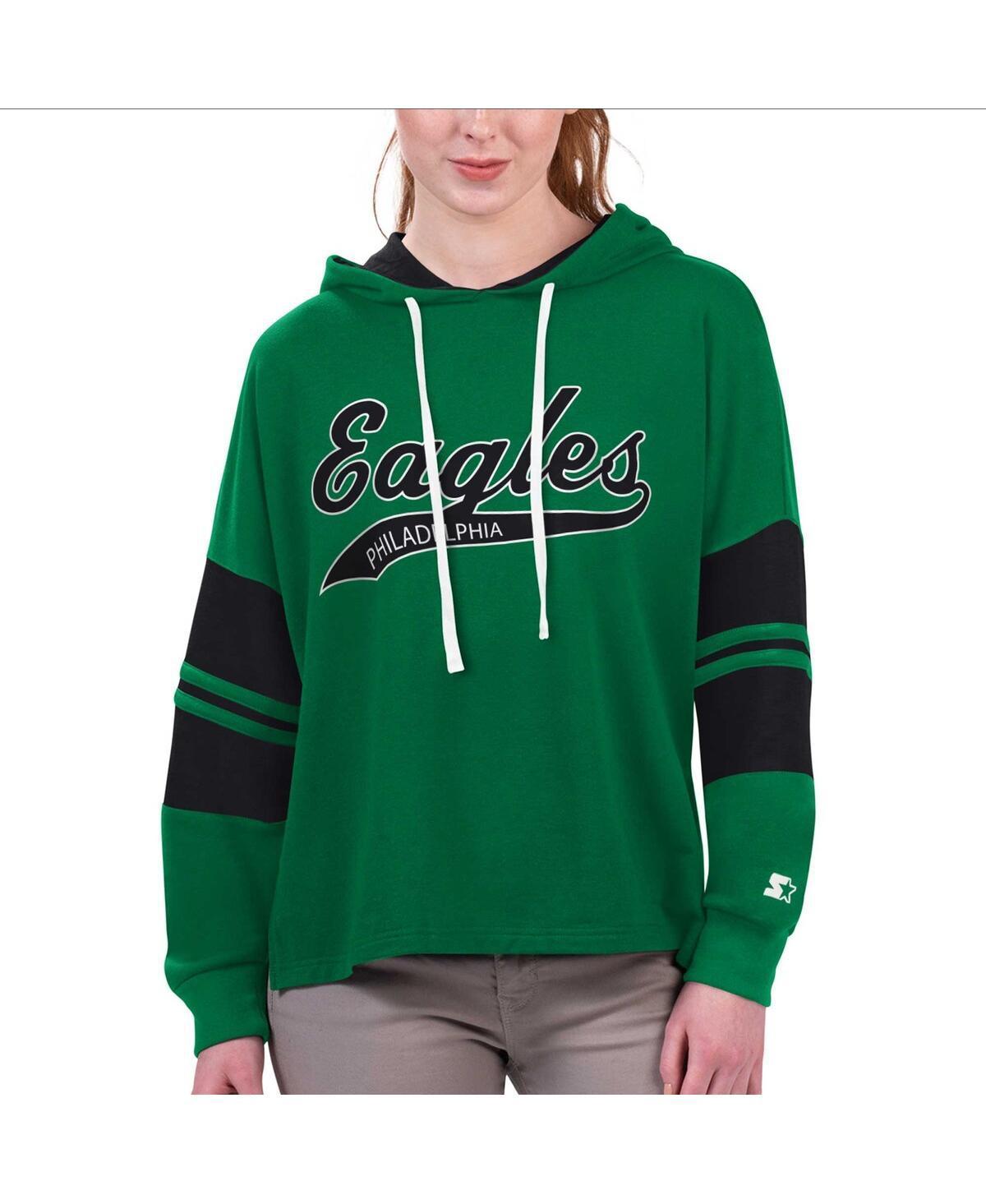 Womens Starter Kelly Green Philadelphia Eagles Bump and Run Long Sleeve Hoodie T-shirt Product Image