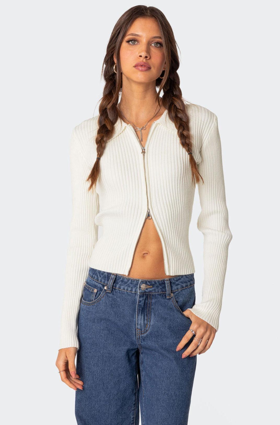 Cora Knitted Zip Up Cardigan product image