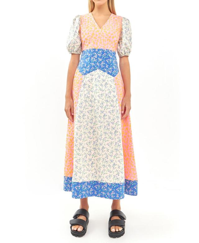 English Factory Mixed Print Cotton Maxi Dress in Coral Multi at Nordstrom, Size X-Small Product Image