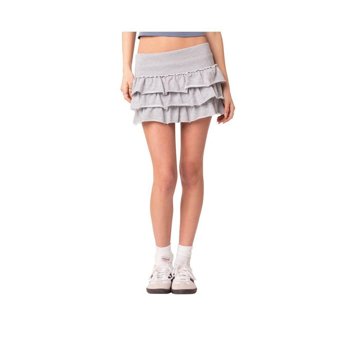 EDIKTED Martina Ruffle French Terry Miniskirt Product Image