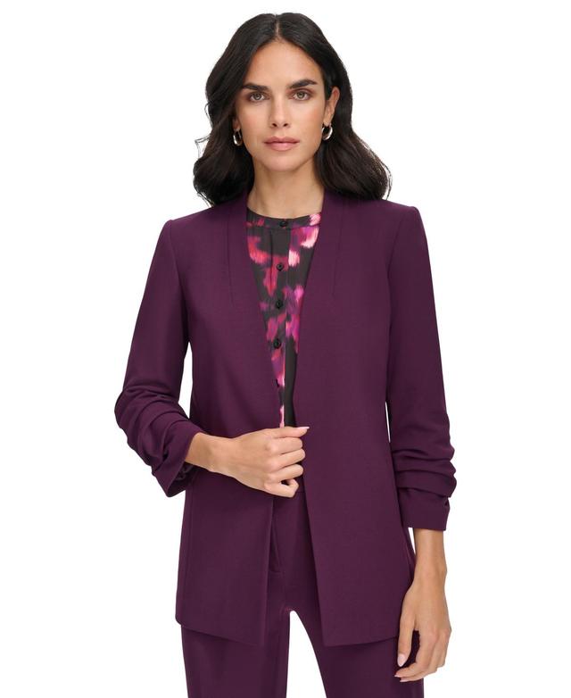 Calvin Klein Womens Collarless Open-Front Blazer Product Image