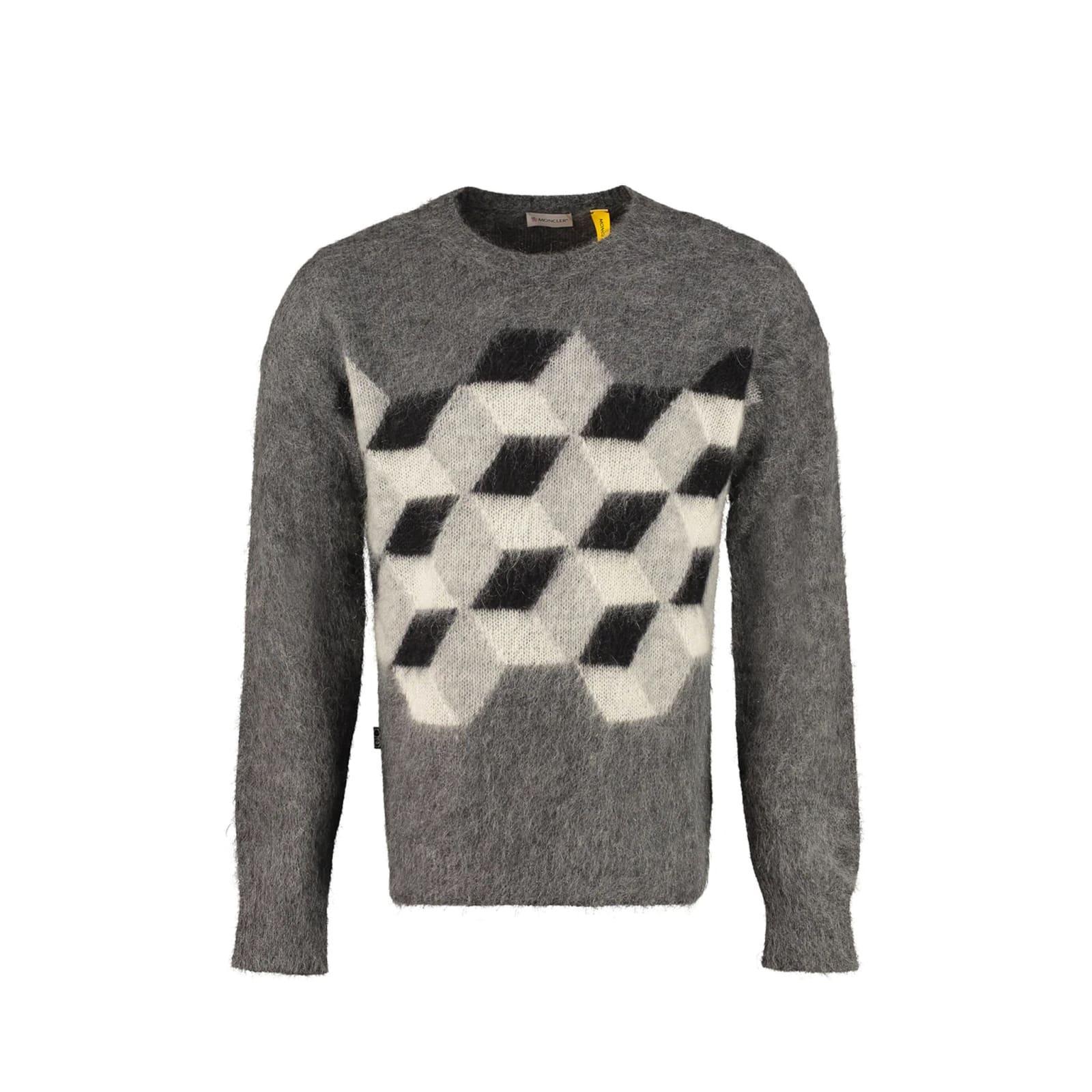 MONCLER Printed Sweater In Gray Product Image