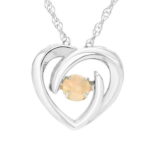 Boston Bay Diamonds Brilliance in Motion Sterling Silver Dancing Gemstone Heart Pendant, Womens White Product Image