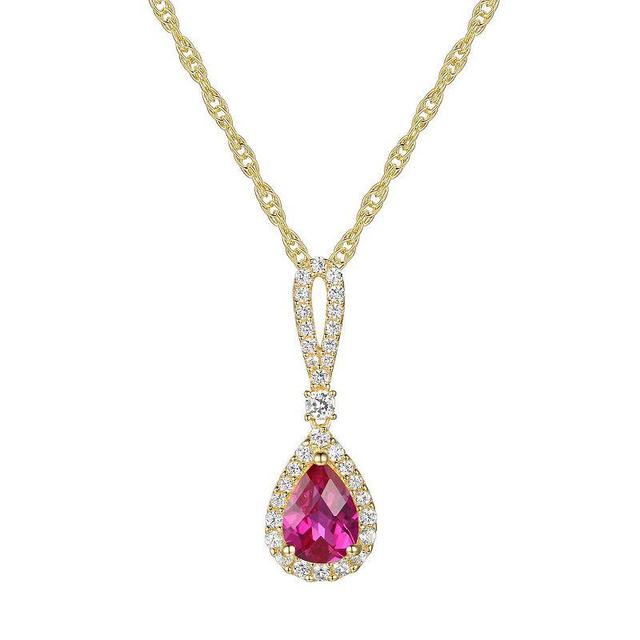 14k Gold Over Silver Lab-Created Ruby Pendant, Womens Gold Tone Product Image