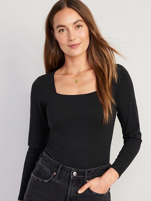 Long-Sleeve Square-Neck Bodysuit Product Image