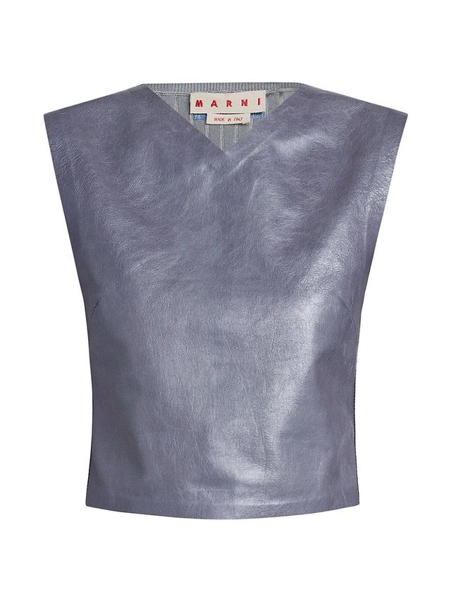 Womens Leather-Front Crop Top Product Image