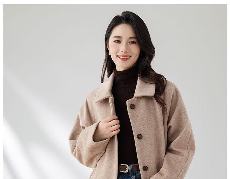 Collared Plain Button Coat Product Image