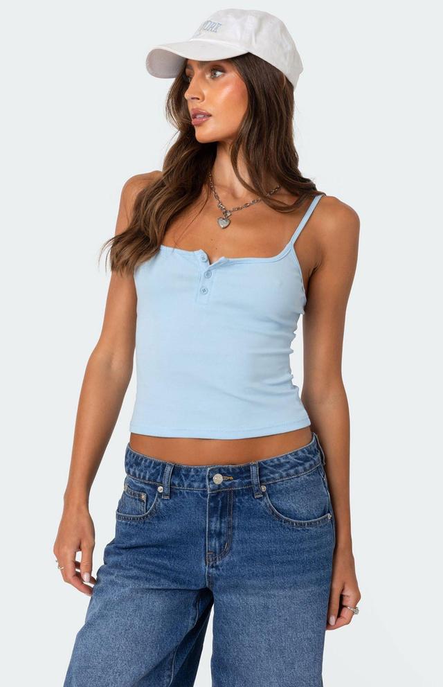 Edikted Women's Ribbed Henley Tank Top Product Image