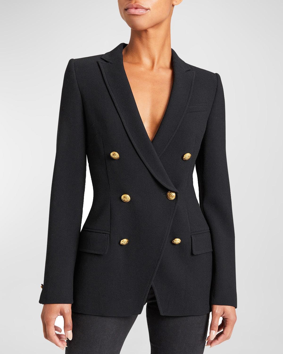 Womens Wool Crepe Double-Breasted Jacket Product Image