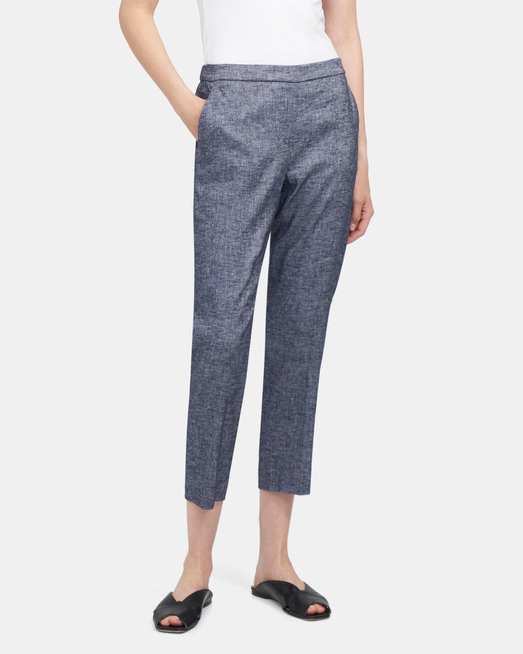 Slim Cropped Pull-On Pant in Linen Product Image