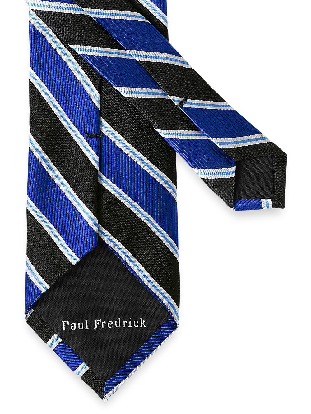 Stripe Woven Silk Tie - Blue/black Product Image