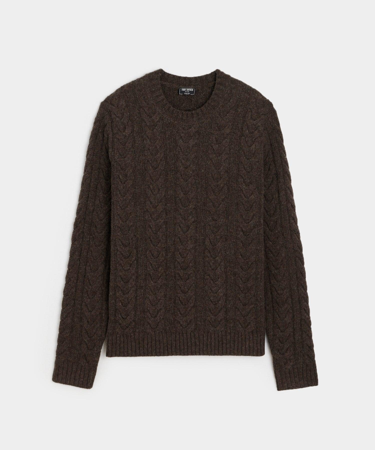 Wool Cable Crewneck Sweater in Espresso Bean Product Image